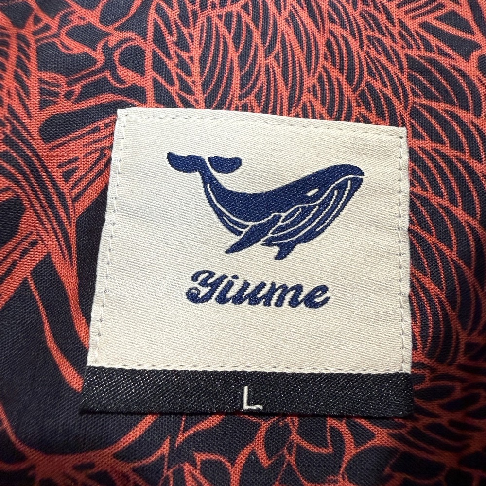 Yiumi Tropical Bird Hawaiian Shirt Mens Large Aloha‎ Breathable Button Tee Red - Picture 7 of 12